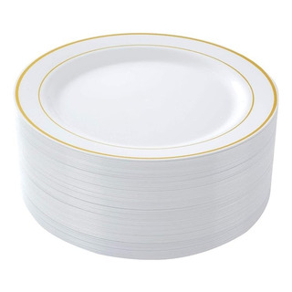 Platos Desechables Elegantes Plástico, Vajilla Fiesta 50 Pz Color Gold Platos Desechables Elegantes Plástico, Vajilla Fiesta 50 Pz Color Gold