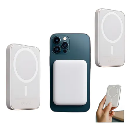 Power Bank Carregador Por Indução Portátil Compatível iPhone Branco