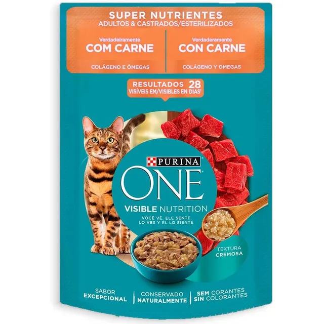 Purina One Pouch Gato Adulto Esterilizado Carne 85gr Pack 15