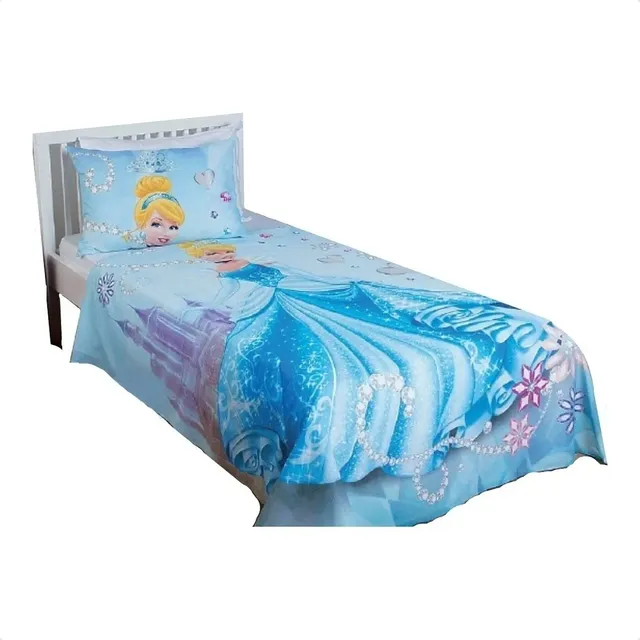 Jogo De Cama Cinderela Solteiro Sobrelençol Lençol Fronha 3p