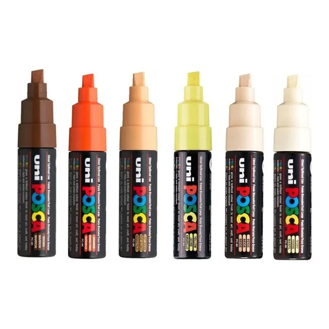 Kit 6 Posca Pc-8k Tons De Pele Chanfrada 4 A 8mm Uni-ball