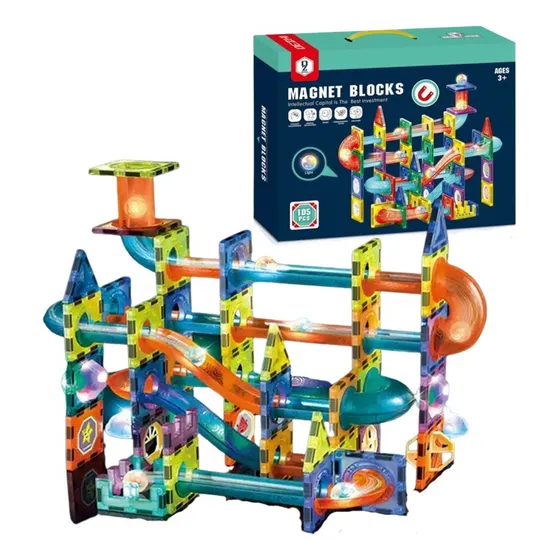 Set De Construcción 105 Piezas Magnéticas Blocks Luminosos