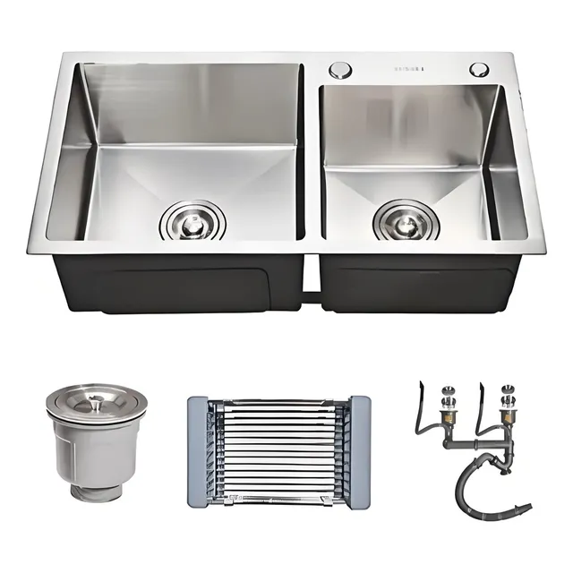 Marhynchus Tarja Acero Inoxidable Para Cocina Fregadero Tarjas 81*43cm Fregadero De Acero Inoxidable, Lavabo De Verduras, Lavabo De Cocina Estirado, Juego De Fregadero De Cocina