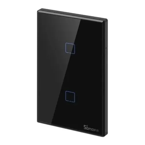 Sonoff T3 Us 2 Canales Tecla De Pared Touch Wifi Color Negro