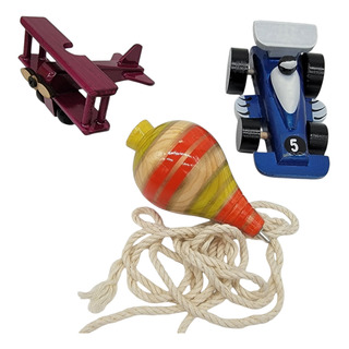 Set 3 Juguetes Niño Avioneta Trompo Carrito Madera Artesanal Set 3 Juguetes Niño Avioneta Trompo Carrito Madera Artesanal