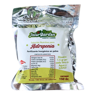 Solución Nutritiva Para Hidroponía 150 Gr Polvo - Rinde 100l Solución Nutritiva Para Hidroponía 150 Gr Polvo - Rinde 100l