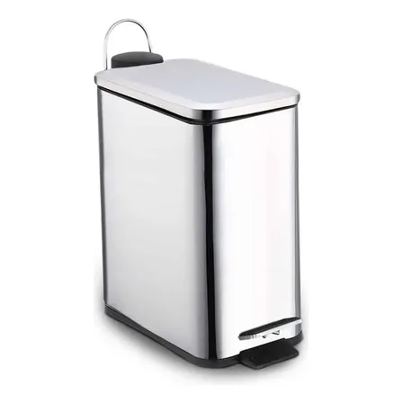 Lixeira Inox Retangular C/ Pedal 5l Acetinado - Mood Nobre Prateado