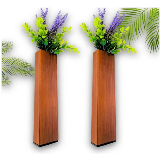 Maceta Para Pared Tipo Madera Con Planta Artificial