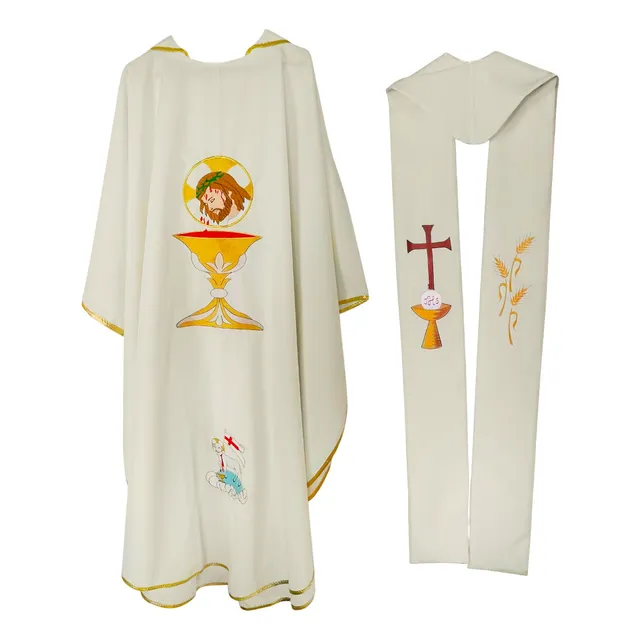 Casulla Sacerdotal Litúrgica Bordado Eucarístico