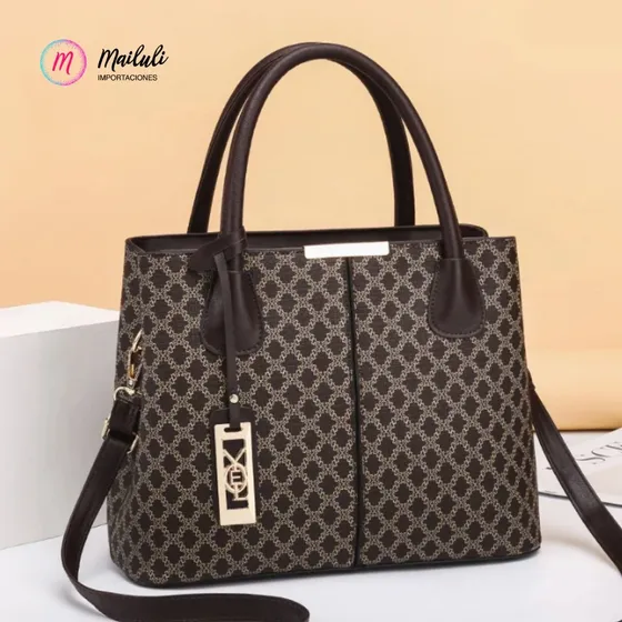 Cartera Bolso De Mano Tote Elegante Con Estampado Geométrico