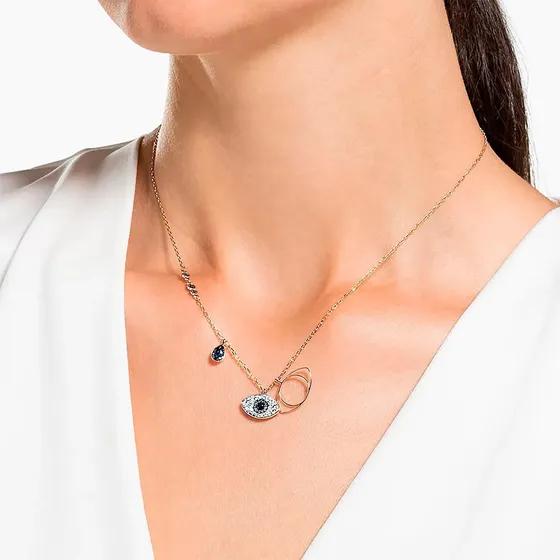 Colgante Cadena Swarovski Original Evil Eye Duo Rose !!