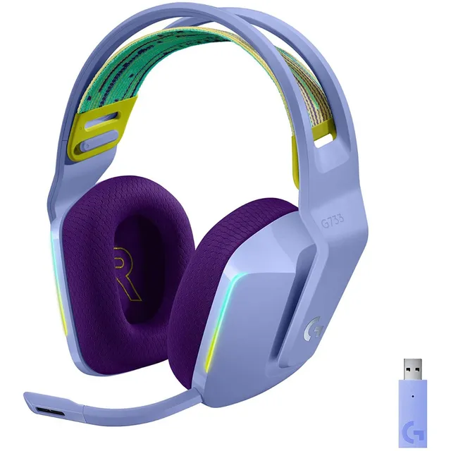 Auriculares Gamer Inalambricos Logitech G733 Rgb Lila Backup