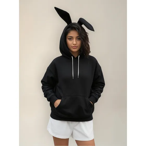 Orejas De Conejo Sudadera Con Capucha Y Forro Térmico