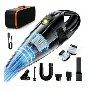 Aiyinsmart Aspiradora Portátil Inalámbrico De Mano Con Filtro Lavable Volumen 500ml 9kpa 2 Filtros Hepa Para Autos Hogar Oficina Negro,con Led, Para El Hogar Y El Pelo De Mascotas Negro/plata