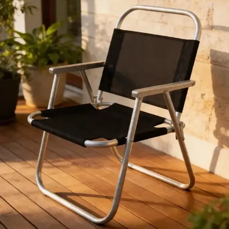 Cadeira de praia alumínio reforçada até 150kg,Cor Preto