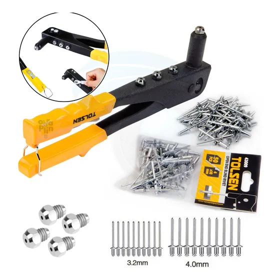 Rebitadeira Alicate Rebitador Manual Premium + 50 Rebites 