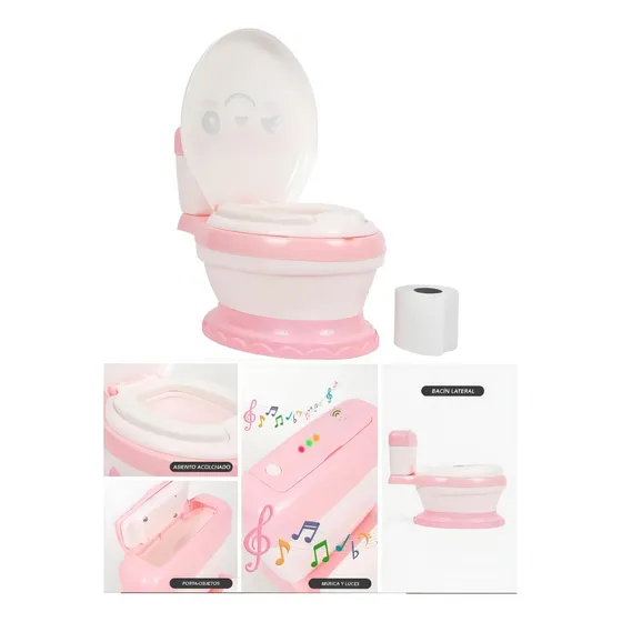 Bacin Multifuncional Para Bebes Niños Niña Y Bebe Carita Color Rosa claro