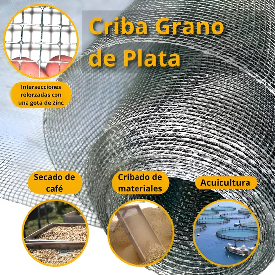 Criba Grano De Plata Abertura 3x3 De 0.91 X 30 M
