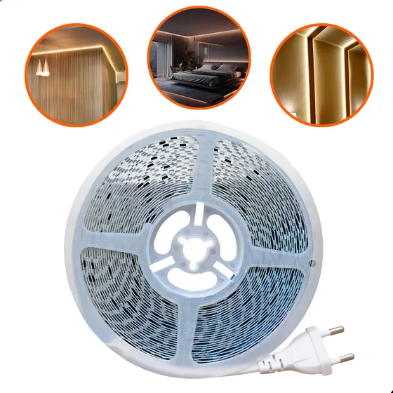 Fita De Led 240 Leds 127v 220v Ip44 Direta Na Rede 10m 28w Luz Branco-quente 3000k Tensão De Operação 12v 110v
