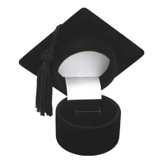 Caixinha Estojo Para Anel Formatura Chapéu Capelo Veludo