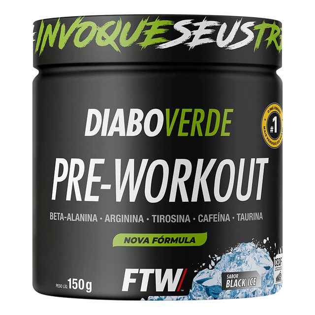 Suplemento Em Pó Pre Treino Pre Workout Pote 150g Sabor Black Ice Ftw - Diabo Verde Suplemento Em Pó Pre Treino Pre Workout Pote 150g Sabor Black Ice Ftw - Diabo Verde