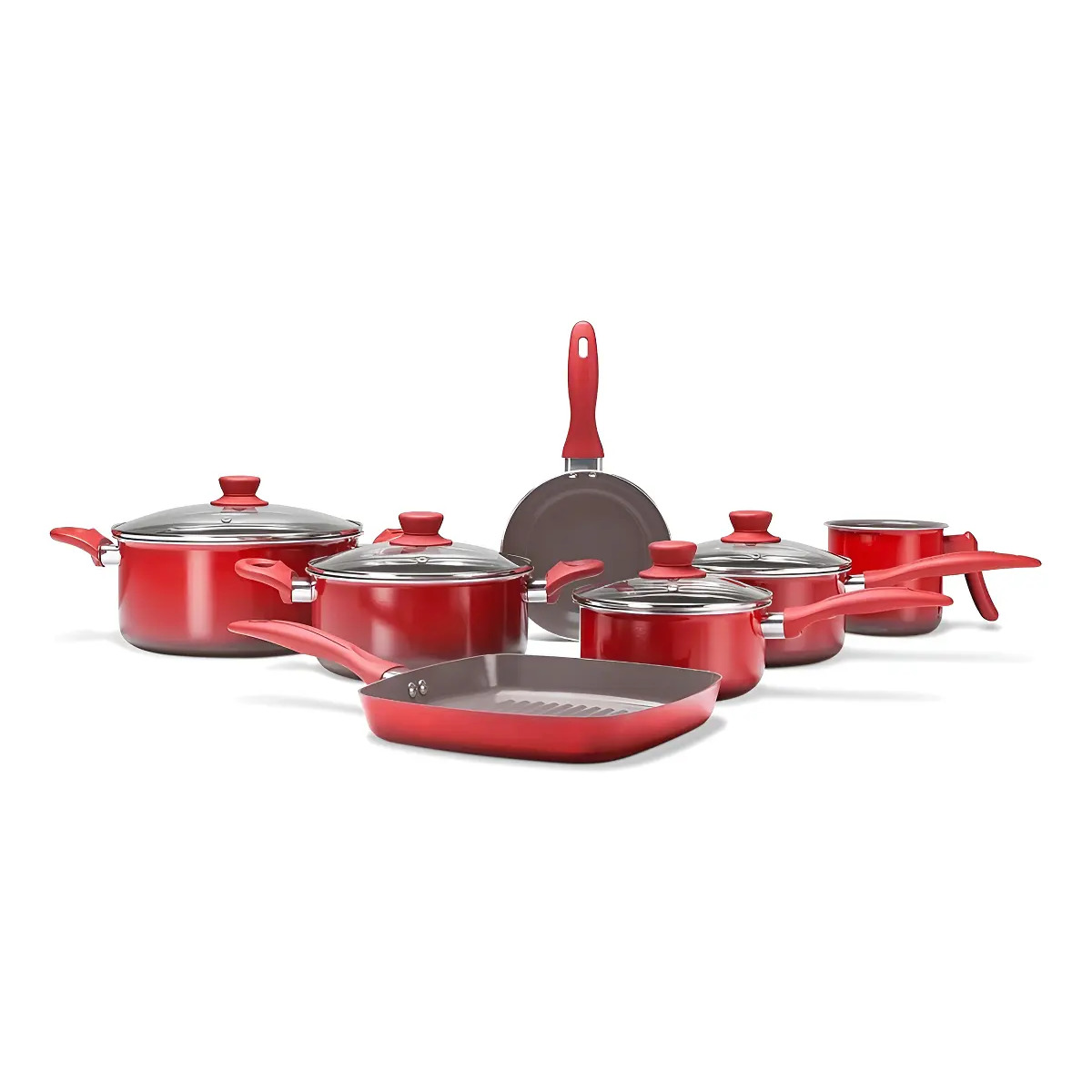 Jogo De Panelas 7 Peças Revst Cerâmico Antiaderente Brinox Vermelho Jogo De Panelas 7 Peças Revst Cerâmico Antiaderente Brinox Vermelho
