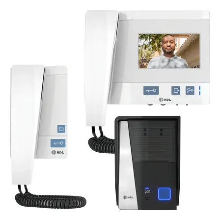 Kit Vídeo Porteiro Hdl 2 Pontos Class Interfone Com Câmera Branco 4,3''