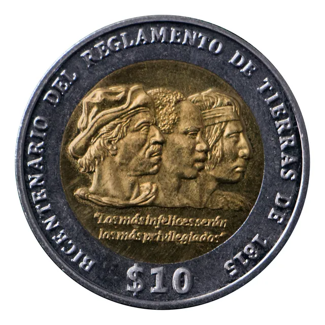 Peso 10 Pesos Bicentenario 2015 Uruguay Conm.
