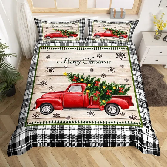 Juego De Funda De Edredon De Camion De Navidad Para Ninos, T
