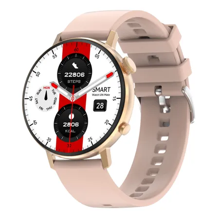 Smartwatch Reloj Inteligente Dt88 Max Amoled Rosa Blanco Silicona Rosa Claro Dorado