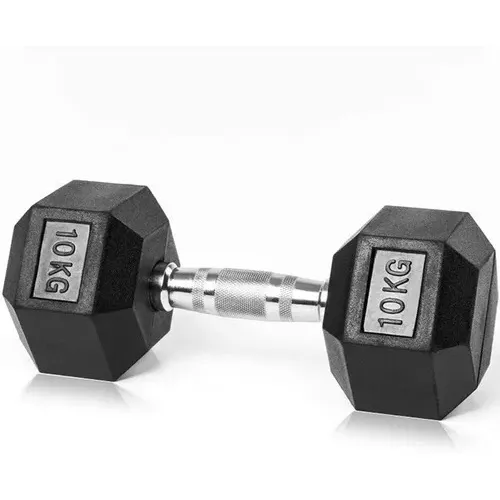 Pesas Mancuernas Hexagonales Sportfitness 2x10 Kg Encauchada Color Cromado