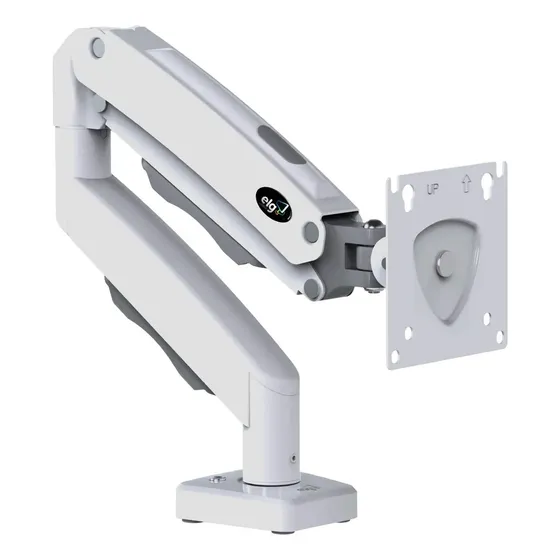 Suporte Articulado Mesa Monitor 17 a 35 Polegadas 9kg ELG Pistão a Gás Giro 360° Altura 14 a 42cm Avanço 54cm VESA 100x100 Branco F80W