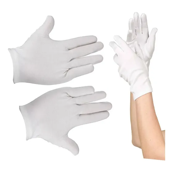24 Piezas Guantes Dermatológicos Algodón 12 Pares Blanco