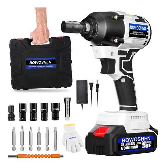 Llave De Impacto Inalámbrico 1/2 Sin Escobillas 600N.M Torque Pistola de Impacto 3 En 1 Desatornillador Eléctrica Motor Sin Escobillas Con Bateria Y Estuche