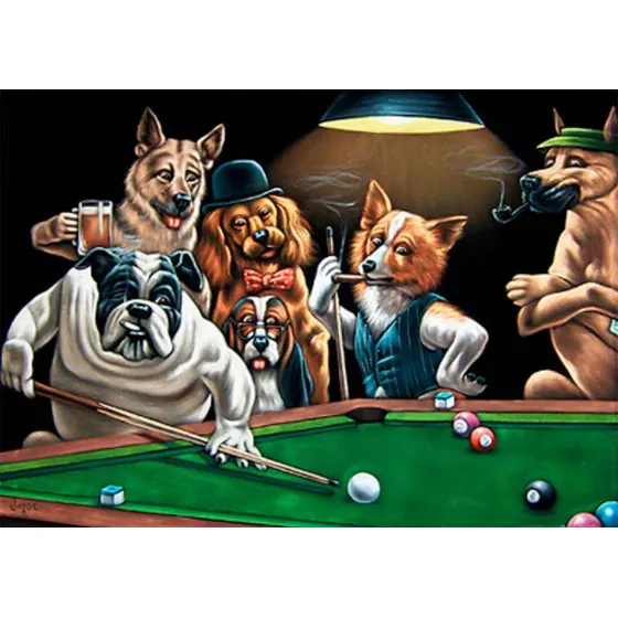 Placas Quadros Cachorros Jogando Sinuca Bilhar 30 X 40