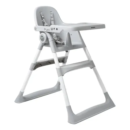Cadeira de Alimentação Brinkanto Mingau 2 em 1, Dobrável e Multifuncional, para Bebês de 6 Meses a 3 Anos, Suporta até 15 kg - Cinza