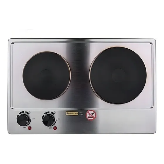 Anafe Eléctrico 2 Hornallas Empotrar O Apoyo Acero Inox Kudu Color Plateado