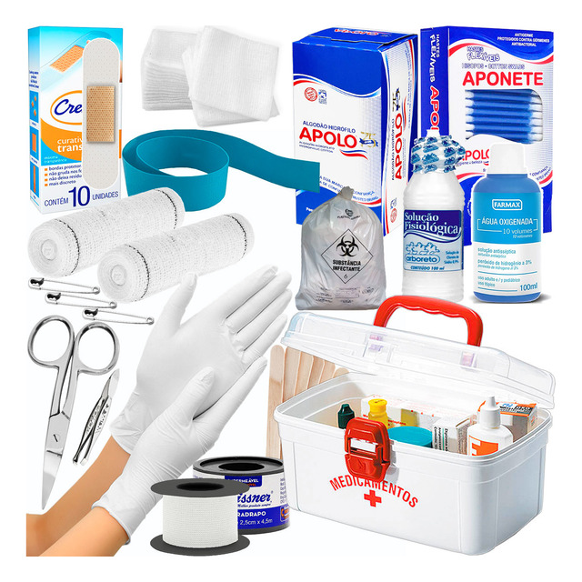 Kit Primeiros Socorros Ambiente De Trabalho + De 19 Itens Kit Primeiros Socorros Ambiente De Trabalho + De 19 Itens