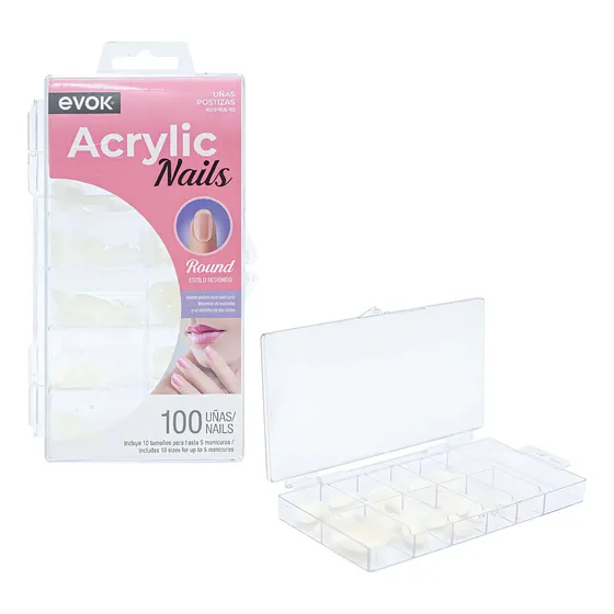 Uñas Postizas De Acrilico Redondas Evok 100 U