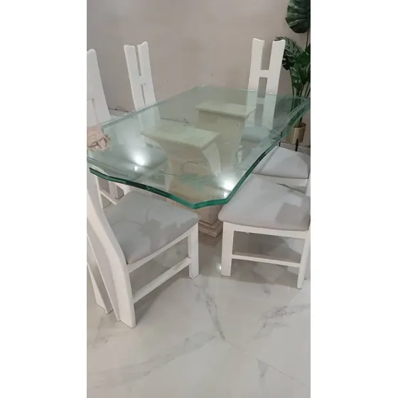 Juego De Comedor Marmol Y Vidrio