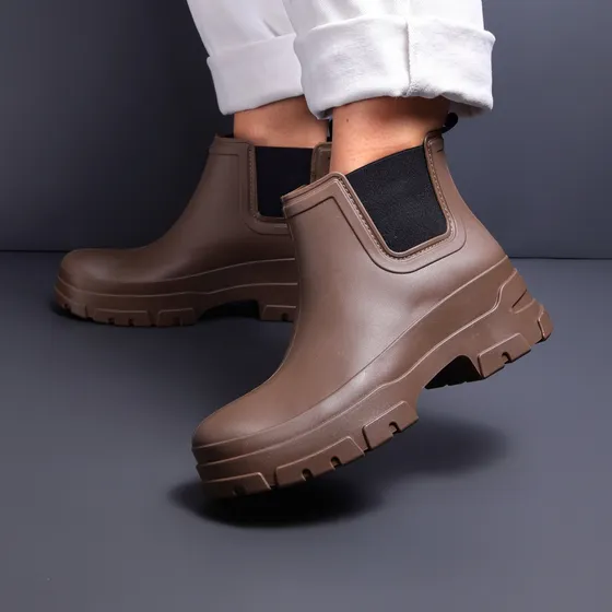 Bota De Lluvia Goma Mujer Moda Impermeables Plataforma