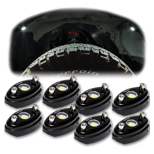 LUZ×RODA PEACE ONE XIX L/S PRA SET Kit 8 Rock Light Led Luz Caixa De Roda Enfeite Camionete Ram