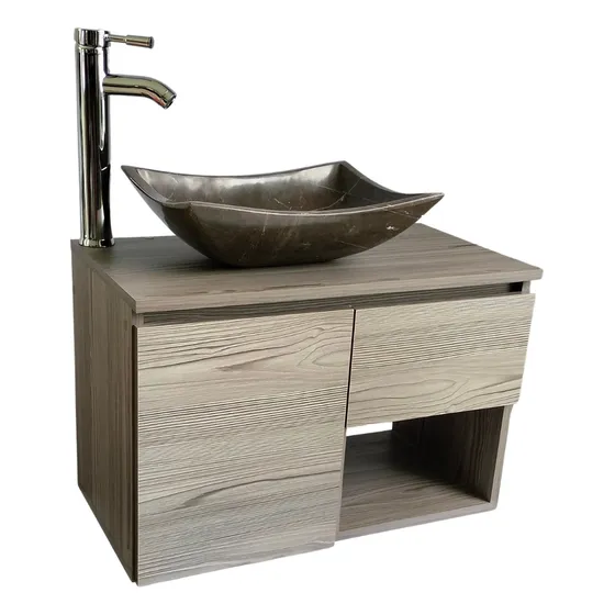 Mueble De Baño +ovalin Marmol +monomando Minimalista Moderno