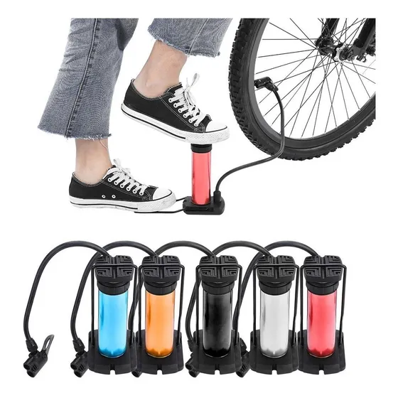 Mini Foot Inflador Pie Pedal Bici Auto Moto Con Pico Pelota