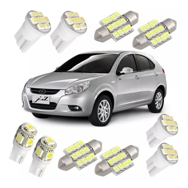 Kit Lâmpada Led Jac J3 Luz Pingo Placa Teto Ré Xenon Torpedo