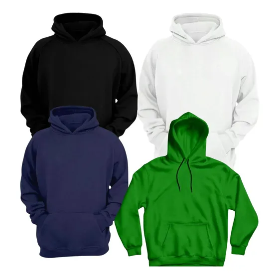 Kit 4 Moletons Canguru Plus Size- Acabamento Forrado