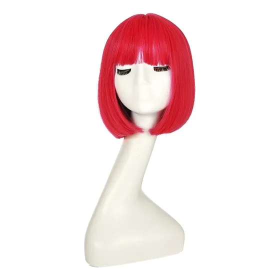 Peluca Corta Rojo De Fantasía Para Fiestas & Halloween !! Tamaño De La Base Ajustable