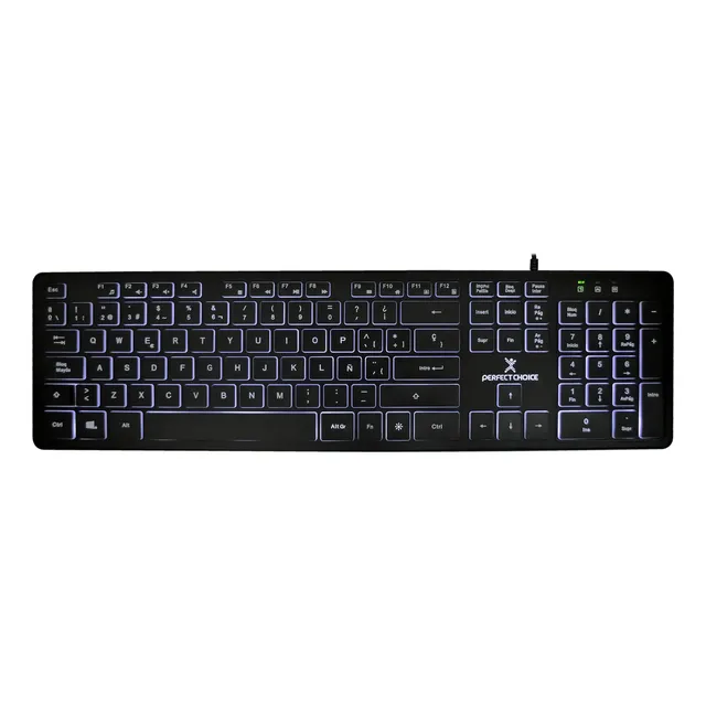 Teclado Alámbrico Con Iluminación Backlight Perfect Choice Teclado Negro Idioma Español Latinoamérica