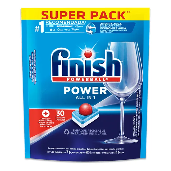 Detergente automático para lava-louças Finish Powerball All In 1 Max 30 unidades