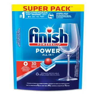 Detergente Automåtico Para Lava-louças Finish Powerball All In 1 Max 30 Unidades Detergente Automåtico Para Lava-louças Finish Powerball All In 1 Max 30 Unidades